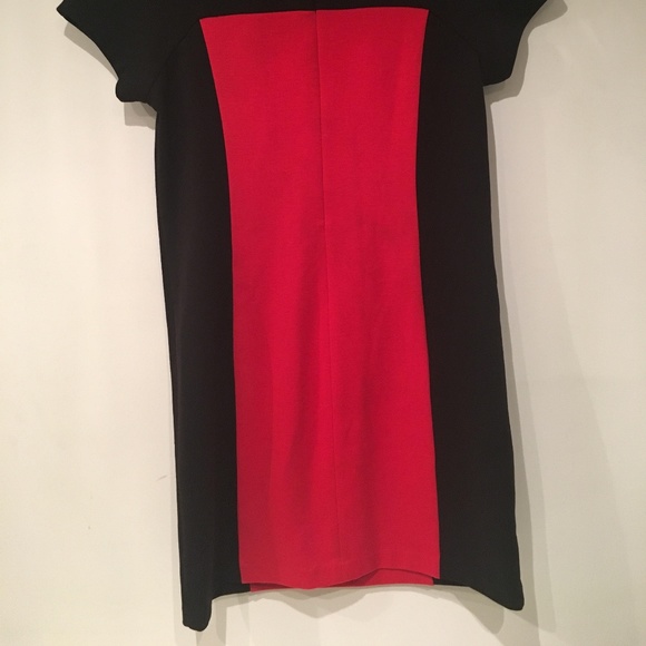 Michael Kors Red Two Toned Colorblock Dress Gold - Picture 4 of 5